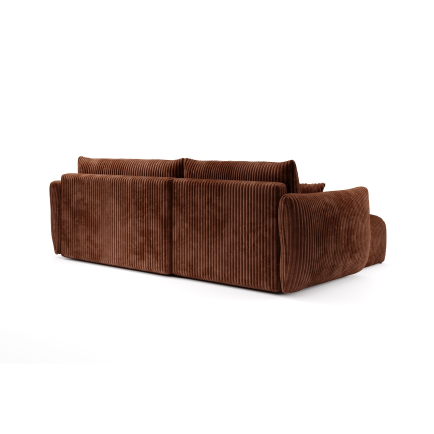 Sofá esquinero cama reversible en L FRIDA, con espacio de almacenamiento, marrón