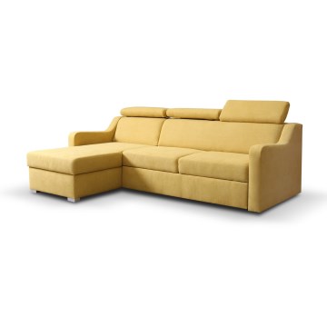Sofá cama esquinero reversible con arcón de almacenamiento PORTO amarillo