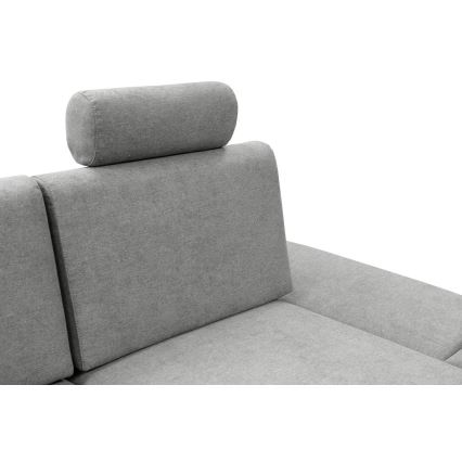 Sofá rinconero tapizado convertible con arcón de almacenamiento en L AVESTA, orientación derecha, gris