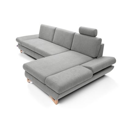 Sofá rinconero tapizado convertible con arcón de almacenamiento en L AVESTA, orientación derecha, gris