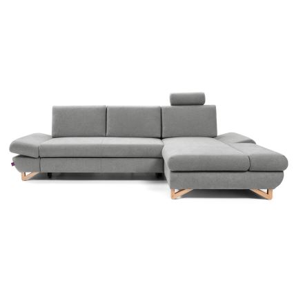 Sofá rinconero tapizado convertible con arcón de almacenamiento en L AVESTA, orientación derecha, gris