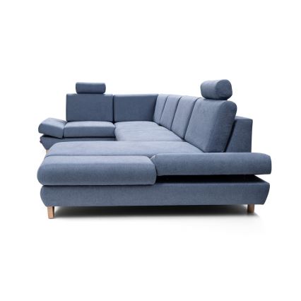 Sofá cama rinconero tapizado en U con arcón de almacenamiento AVESTA, azul