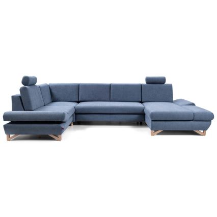 Sofá cama rinconero tapizado en U con arcón de almacenamiento AVESTA, azul