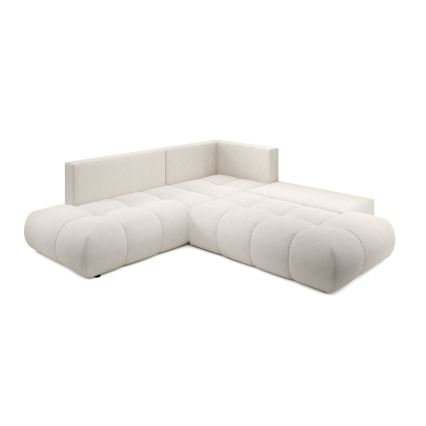 Sofá esquinero tapizado convertible en L ALMADA con espacio de almacenamiento, orientación derecha, beige