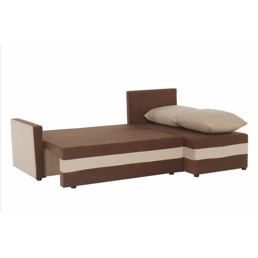 Sofá esquinero tapizado reversible y convertible en L BRISTOL marrón/beige
