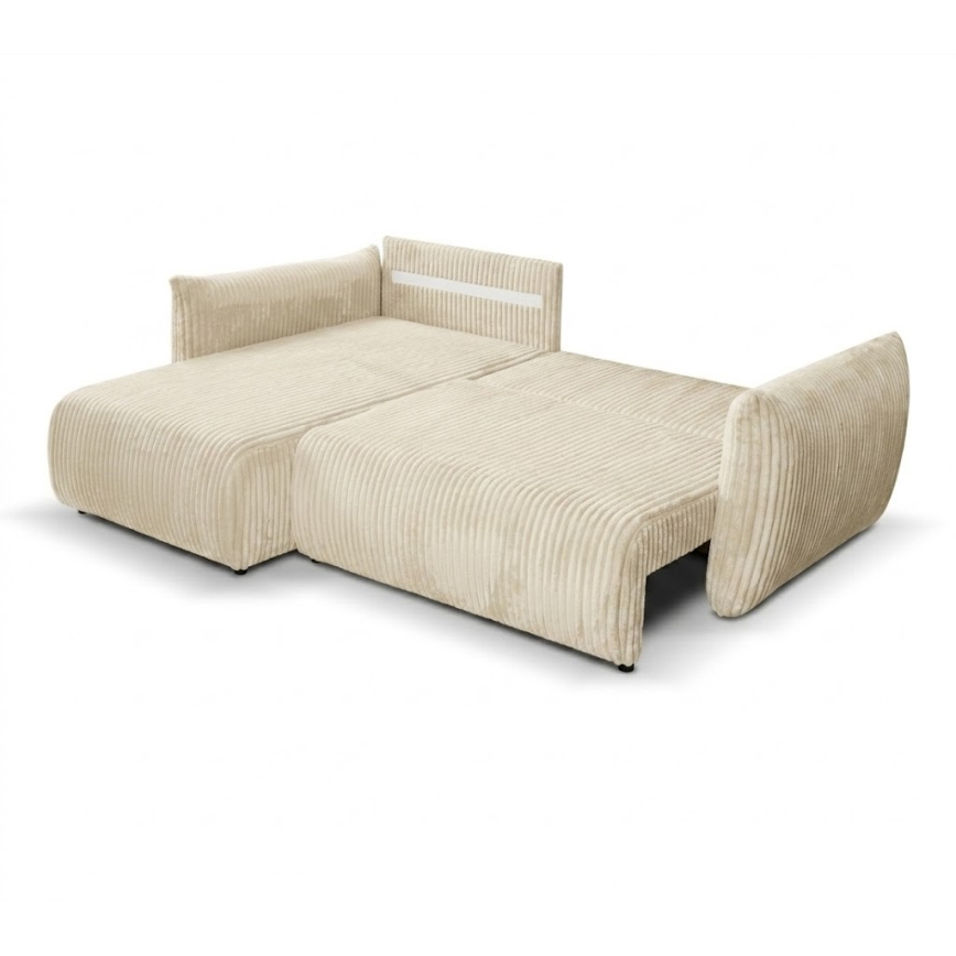 Sofá esquinero cama universal en L con arcón FRIDA crema