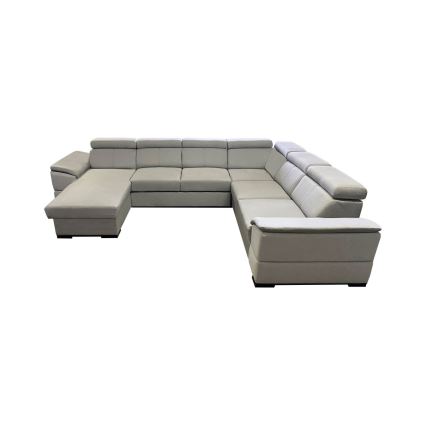 Sofá cama con rincón en U reversible y espacio de almacenamiento GRANADA, gris claro