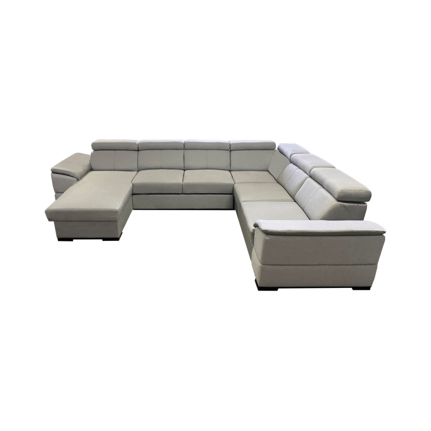Sofá cama con rincón en U reversible y espacio de almacenamiento GRANADA, gris claro