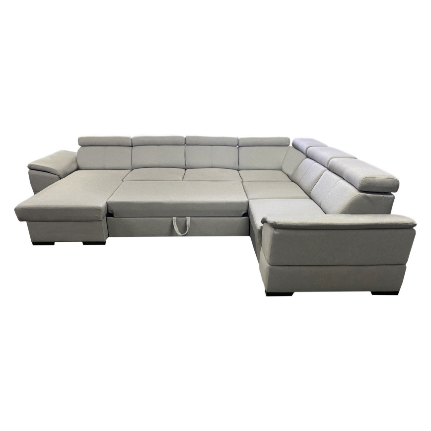Sofá cama con rincón en U reversible y espacio de almacenamiento GRANADA, gris claro