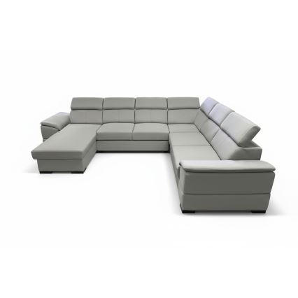Sofá cama con rincón en U reversible y espacio de almacenamiento GRANADA, gris claro