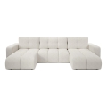 Sofá cama seccional tapizado en U con arcón ALMADA, beige
