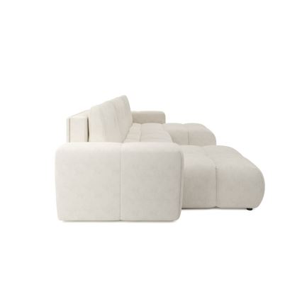 Sofá cama seccional tapizado en U con arcón ALMADA, beige