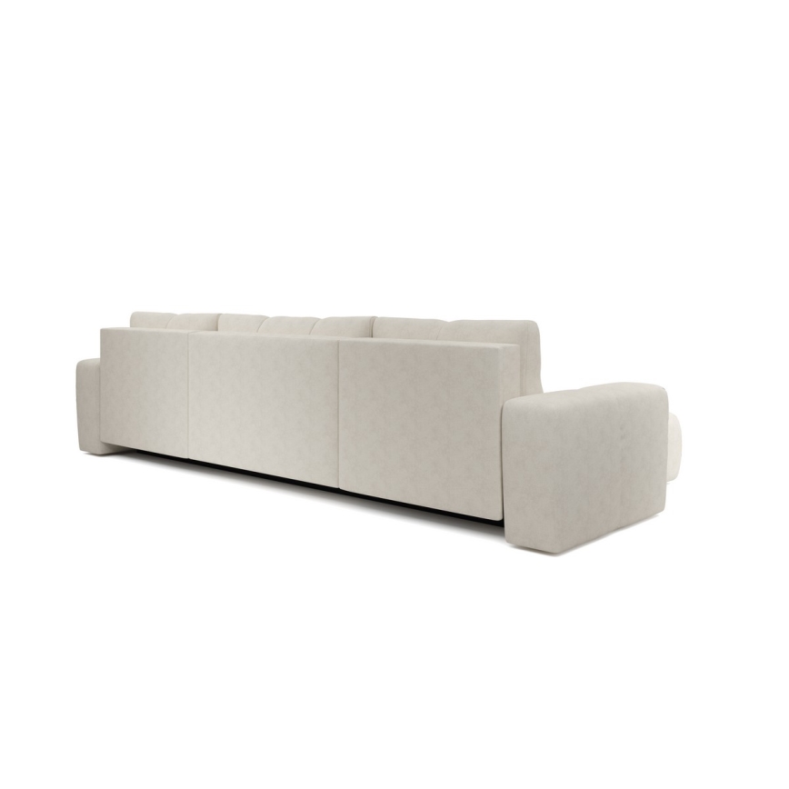 Sofá cama seccional tapizado en U con arcón ALMADA, beige