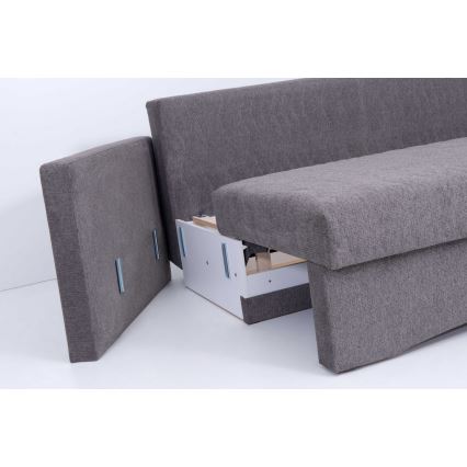 Sofá cama tapizado de 3 plazas PAUL, apto para uso diario, con reposabrazos, gris