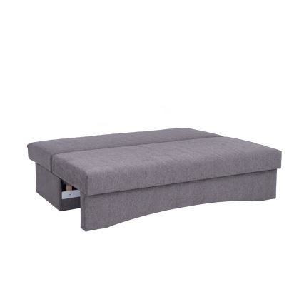 Sofá cama tapizado de tres plazas para uso diario, sin reposabrazos PAUL gris
