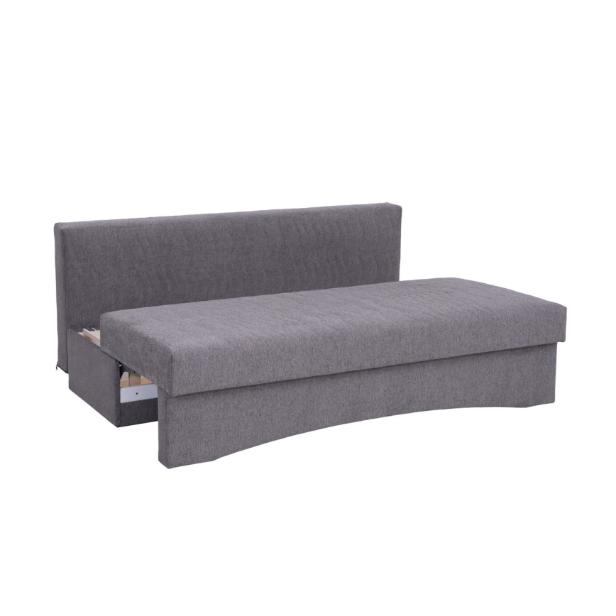 Sofá cama tapizado de tres plazas para uso diario, sin reposabrazos PAUL gris
