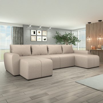 Sofá cama tapizado en forma de U NEWPORT, beige