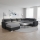 Sofá cama tapizado en U OXFORD, versátil y convertible, negro/gris