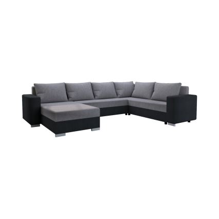 Sofá cama tapizado en U YORK, reversible, gris/negro