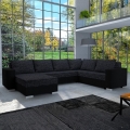 Sofá cama tapizado en U YORK reversible negro/antracita