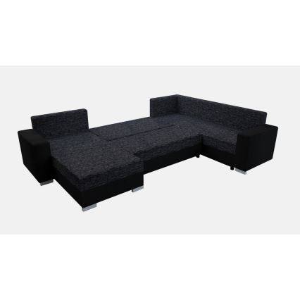 Sofá cama tapizado en U YORK reversible negro/antracita