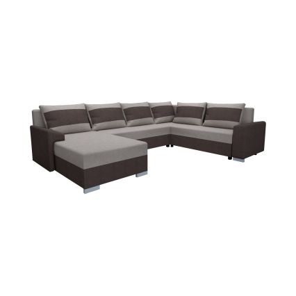 Sofá cama tapizado versátil en U OXFORD marrón/taupe