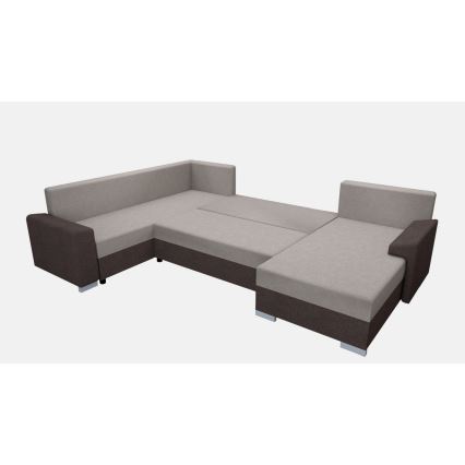 Sofá cama tapizado versátil en U OXFORD marrón/taupe