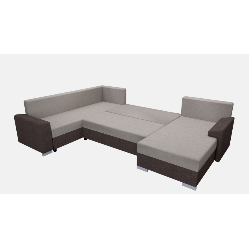 Sofá cama tapizado versátil en U OXFORD marrón/taupe