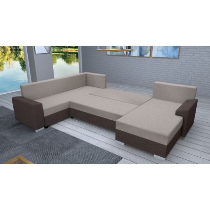 Sofá cama tapizado versátil en U OXFORD marrón/taupe