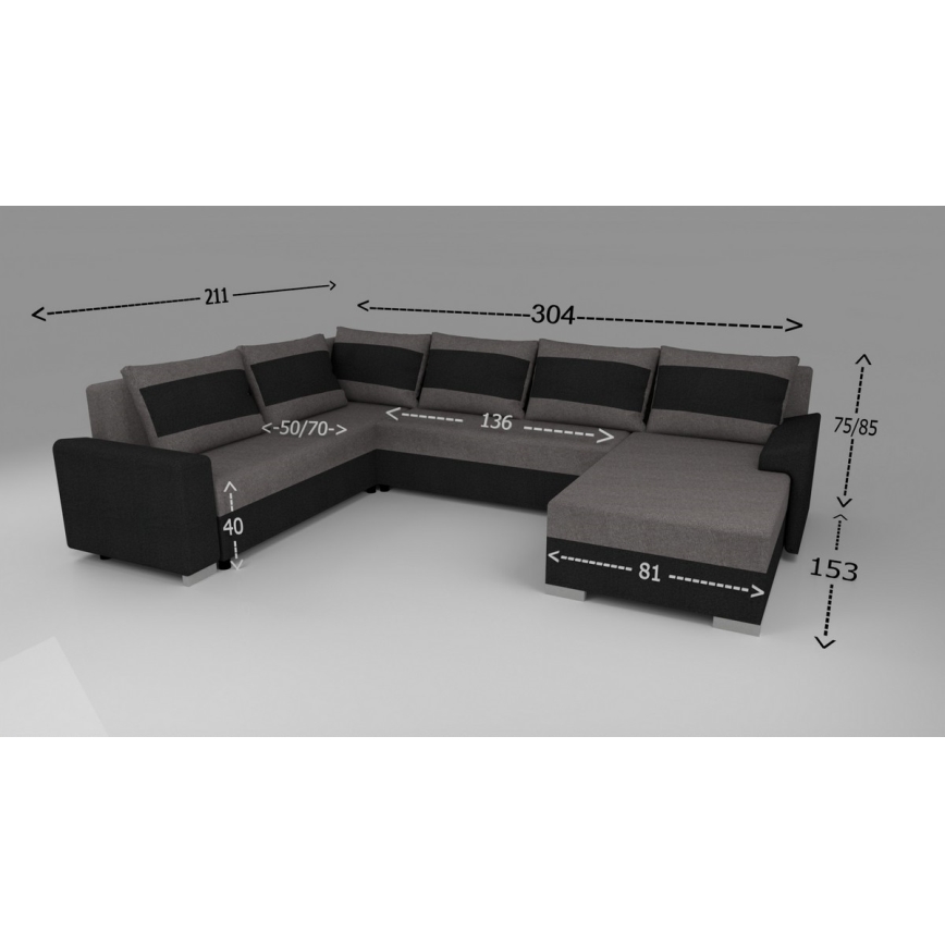 Sofá cama tapizado versátil en U OXFORD marrón/taupe