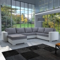 Sofá cama tapizado versátil en U YORK blanco/gris