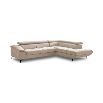 Sofá esquinero extensible en L BRESCIA con almacenamiento, lado derecho, color beige