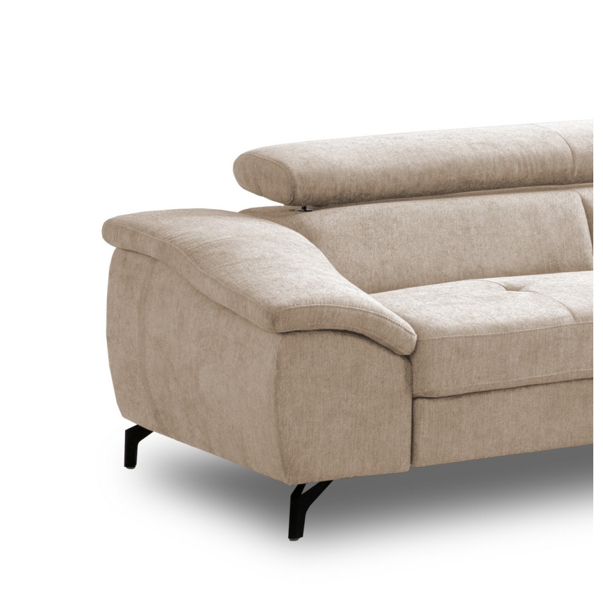 Sofá esquinero extensible en L BRESCIA con almacenamiento, lado derecho, color beige