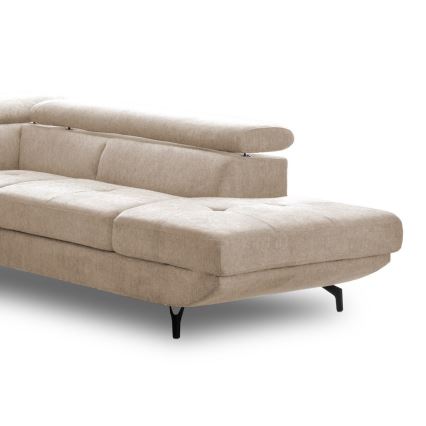 Sofá esquinero extensible en L BRESCIA con almacenamiento, lado derecho, color beige