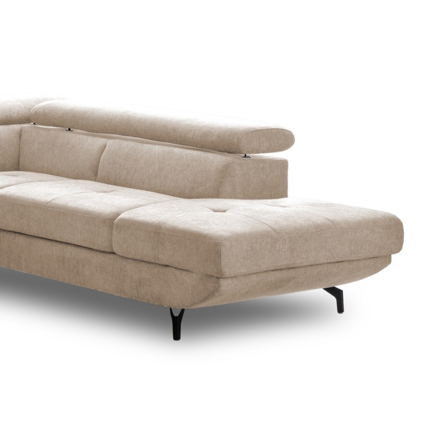 Sofá esquinero extensible en L BRESCIA con almacenamiento, lado derecho, color beige