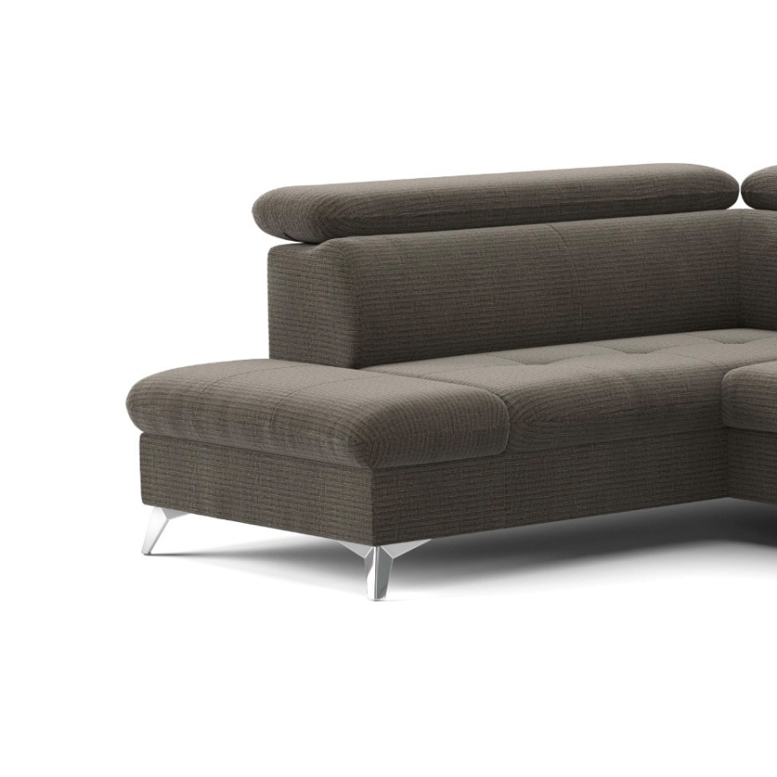 Sofá esquinero extensible en forma de U CATANIA con almacenamiento, lado izquierdo, color marrón