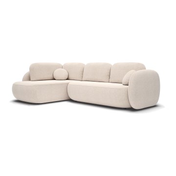 Sofá esquinero cama con arcón en L OLBIA, izquierdo, beige