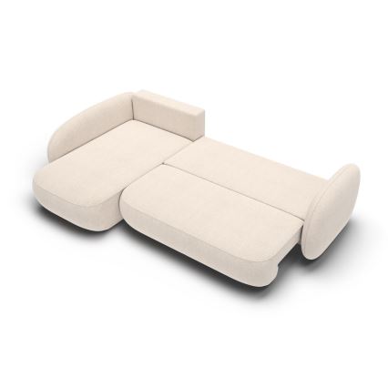Sofá esquinero cama con arcón en L OLBIA, izquierdo, beige