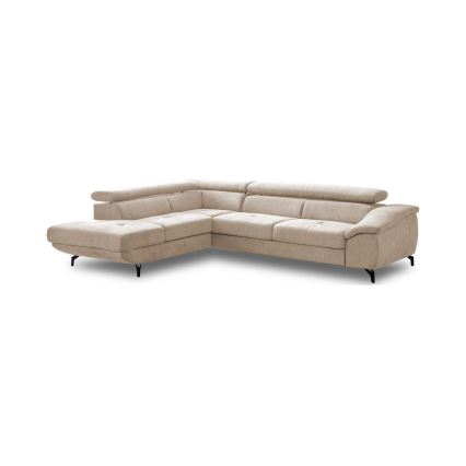 Sofá esquinero cama convertible en L BRESCIA, con espacio de almacenamiento, lado izquierdo, beige