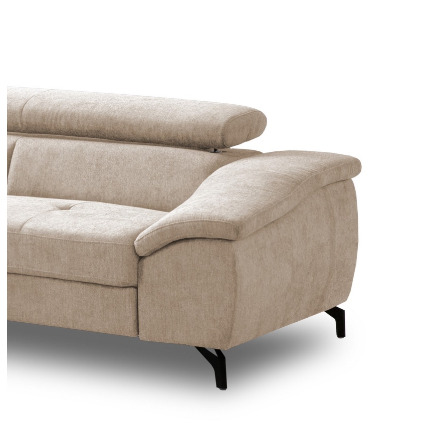 Sofá esquinero cama convertible en L BRESCIA, con espacio de almacenamiento, lado izquierdo, beige