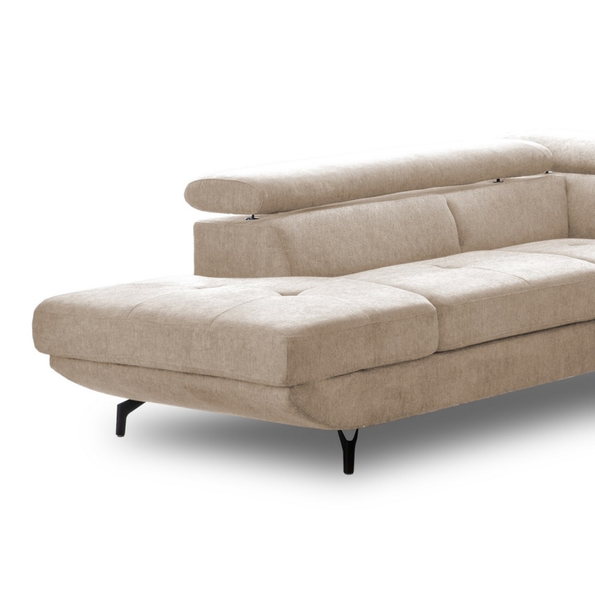 Sofá esquinero cama convertible en L BRESCIA, con espacio de almacenamiento, lado izquierdo, beige