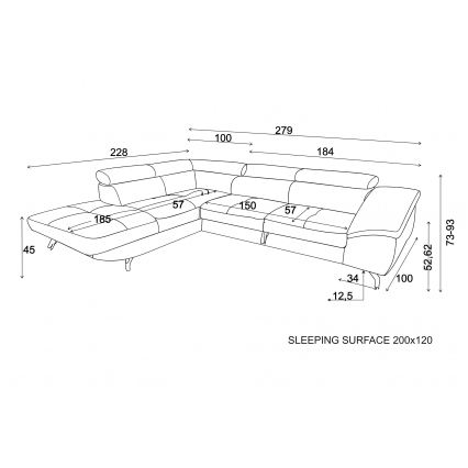 Sofá esquinero cama convertible en L BRESCIA, con espacio de almacenamiento, lado izquierdo, beige