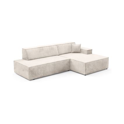 Sofá esquinero cama desplegable en L TERAMO con espacio de almacenamiento, orientación derecha, beige