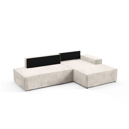 Sofá esquinero cama desplegable en L TERAMO con espacio de almacenamiento, orientación derecha, beige