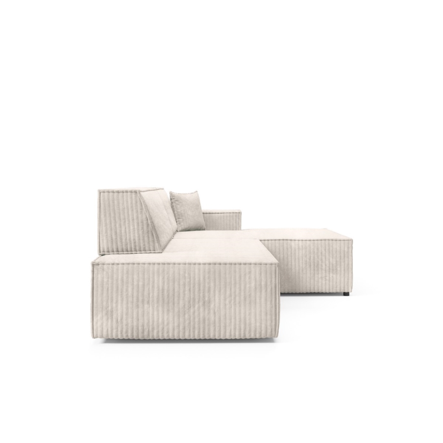 Sofá esquinero cama desplegable en L TERAMO con espacio de almacenamiento, orientación derecha, beige