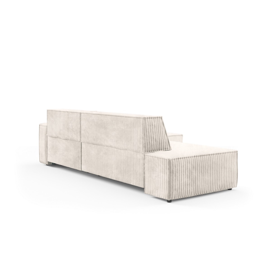 Sofá esquinero cama desplegable en L TERAMO con espacio de almacenamiento, orientación derecha, beige