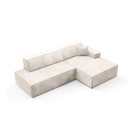 Sofá esquinero cama desplegable en L TERAMO con espacio de almacenamiento, orientación derecha, beige