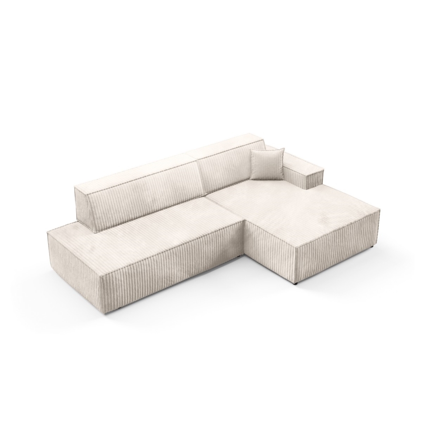 Sofá esquinero cama desplegable en L TERAMO con espacio de almacenamiento, orientación derecha, beige