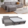 Sofá esquinero cama desplegable para uso diario con espacio de almacenamiento en L LEKA izquierda gris