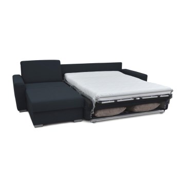 Sofá esquinero cama desplegable para uso diario con espacio de almacenamiento en L LEKA izquierdo azul